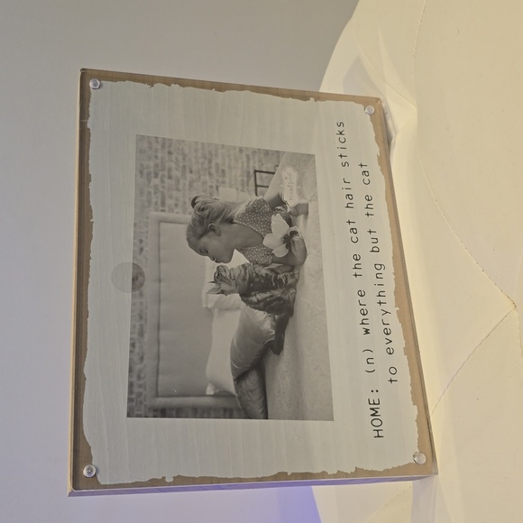 MUD Pie Home Where the Cat Hair stick to everything but the Cat Wood FRAME NEW - Picture 2 of 3